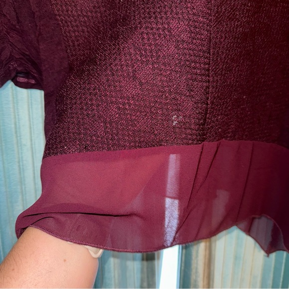 NOTATIONS | asymmetrical hem 3/4 sleeve top | maroon | XL - Picture 4 of 5